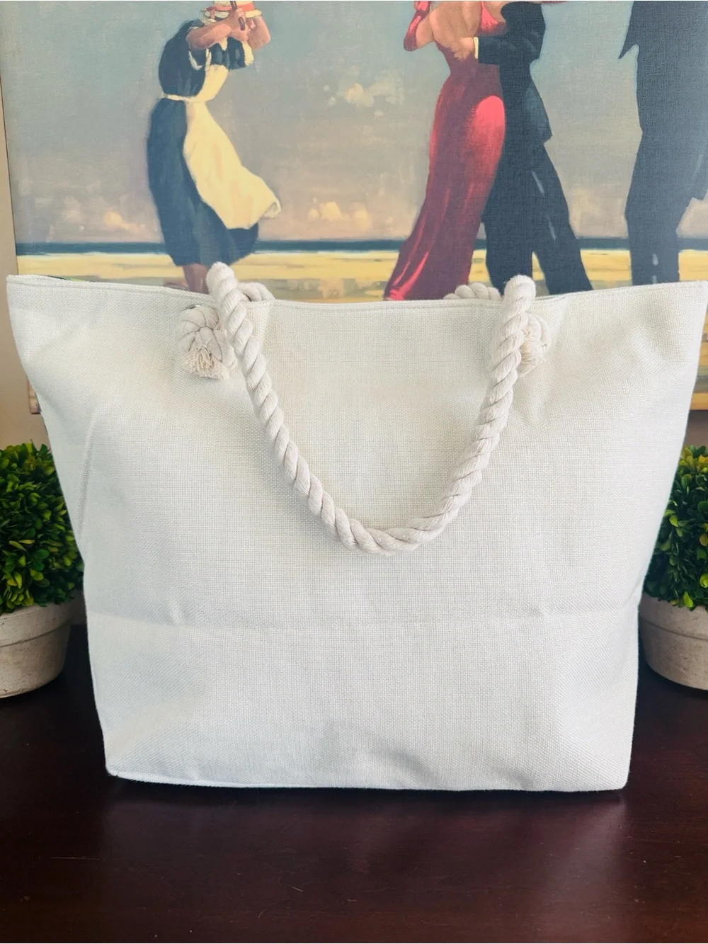 SPACIOUS 🌴💚TROPICAL💚🌴 ROPE HANDLE EXTRA LARGE BEACH TOTE BAG 🌟NEW🌟